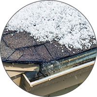 hail on roof near gutter