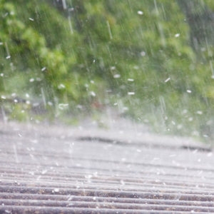 hail storm on the top of a roof