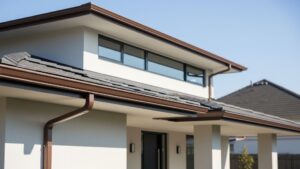 Modern house with sleek, integrated custom gutters