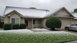 Home with recent hail damage